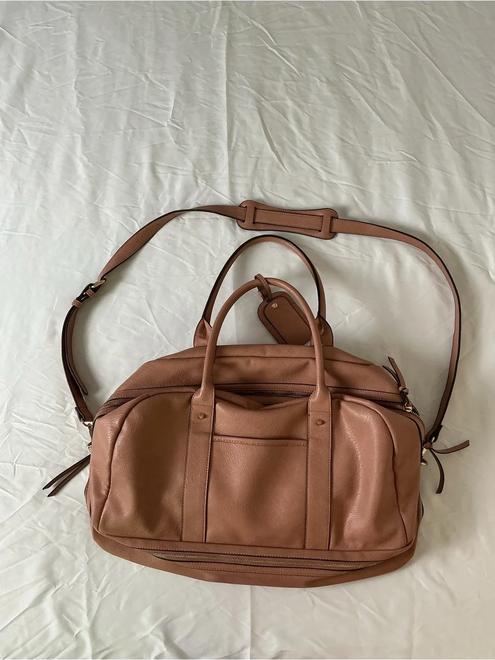 Sole Society Blush Pink Vegan Pebbled Leather Weekender Duffle Bag